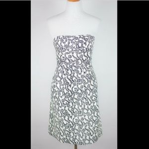 J. CREW Black & beige floral strapless dress NEW